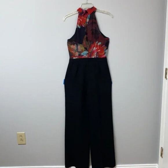Trina Turk Floral & Black Halter‎ Jumpsuit Size 6 - Picture 10 of 14